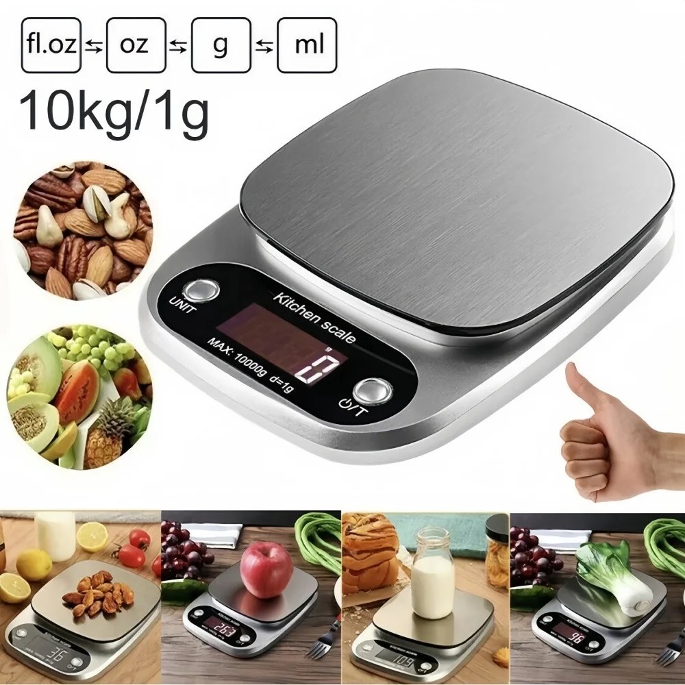 Digital Kitchen Scale Stainless Steel LCD Electronic Food Scale Jewelry Coffee Baking Portable High-quality Kitchen Tool 10kg/1g Digital Kitchen Scale Stainless Steel LCD Electronic Food Scale Jewelry Coffee Baking Portable High-quality Kitchen Tool 10kg/1g