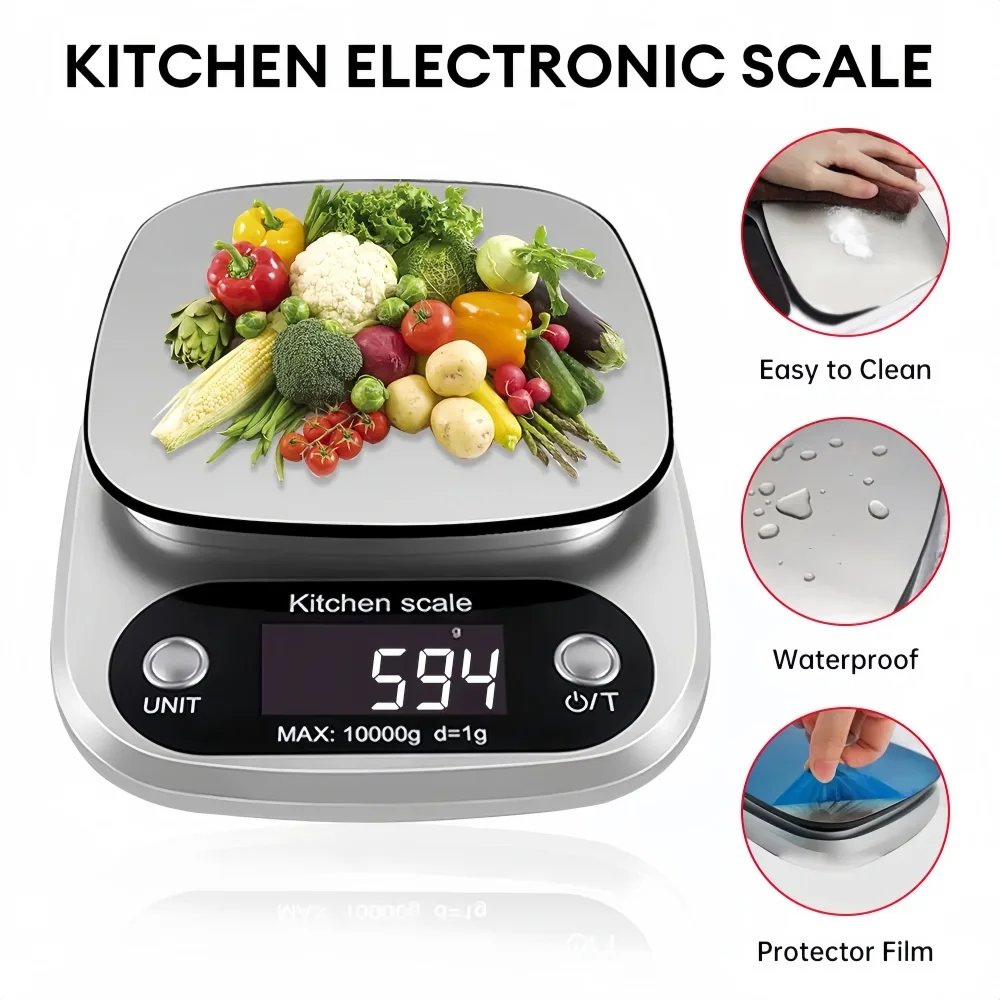 Digital Kitchen Scale Stainless Steel LCD Electronic Food Scale Jewelry Coffee Baking Portable High-quality Kitchen Tool 10kg/1g Digital Kitchen Scale Stainless Steel LCD Electronic Food Scale Jewelry Coffee Baking Portable High-quality Kitchen Tool 10kg/1g