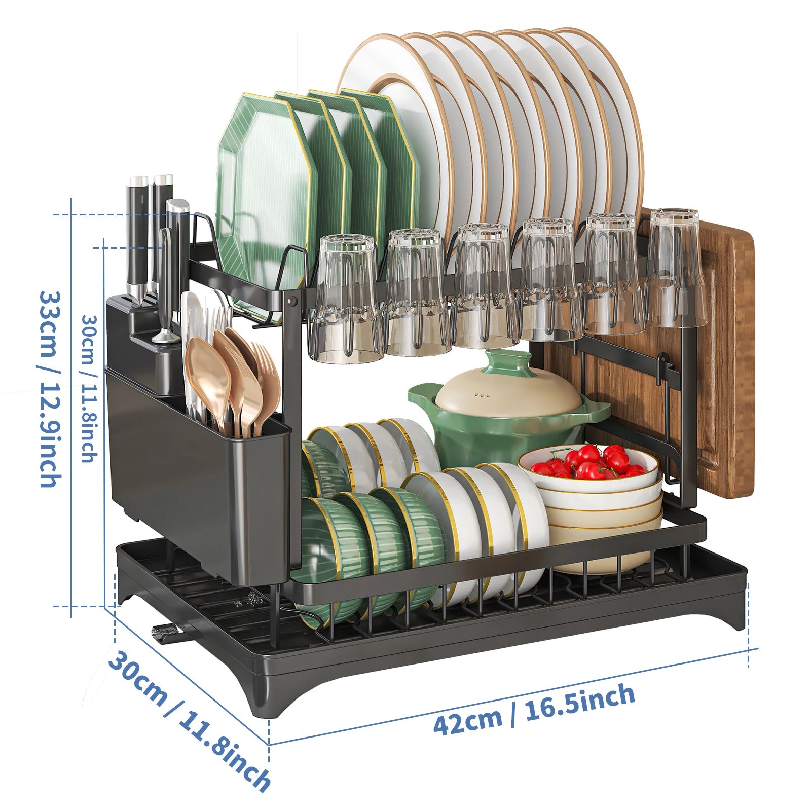 2 tier,dish drying rack,Cutlery rack with spout and draining tray,cutlery holder,cup holder,kitchen countertop storage rack 2 tier,dish drying rack,Cutlery rack with spout and draining tray,cutlery holder,cup holder,kitchen countertop storage rack