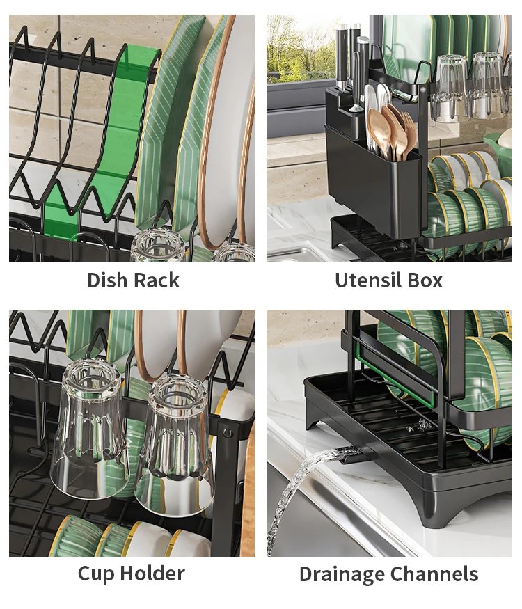 2 tier,dish drying rack,Cutlery rack with spout and draining tray,cutlery holder,cup holder,kitchen countertop storage rack 2 tier,dish drying rack,Cutlery rack with spout and draining tray,cutlery holder,cup holder,kitchen countertop storage rack