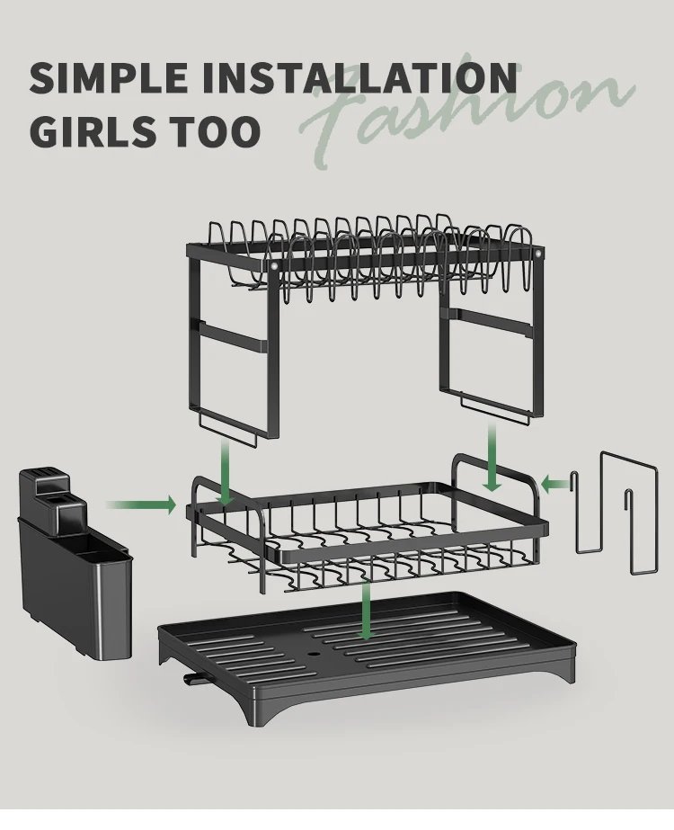 2 tier,dish drying rack,Cutlery rack with spout and draining tray,cutlery holder,cup holder,kitchen countertop storage rack 2 tier,dish drying rack,Cutlery rack with spout and draining tray,cutlery holder,cup holder,kitchen countertop storage rack